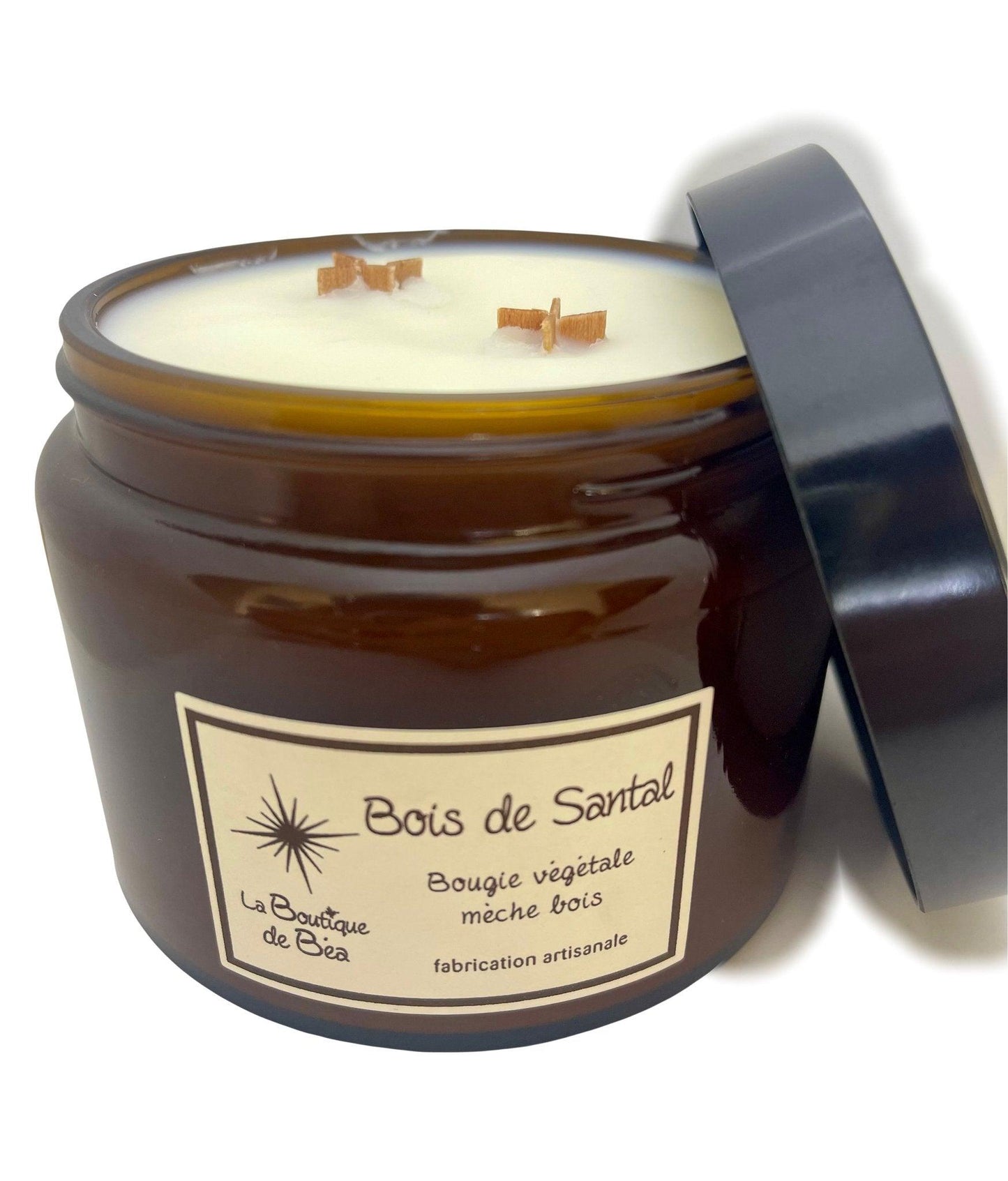 Bougie Artisanale Bois de Santal 2 Mèches Bois "La Boutique de Béa" - La boutique de Béa