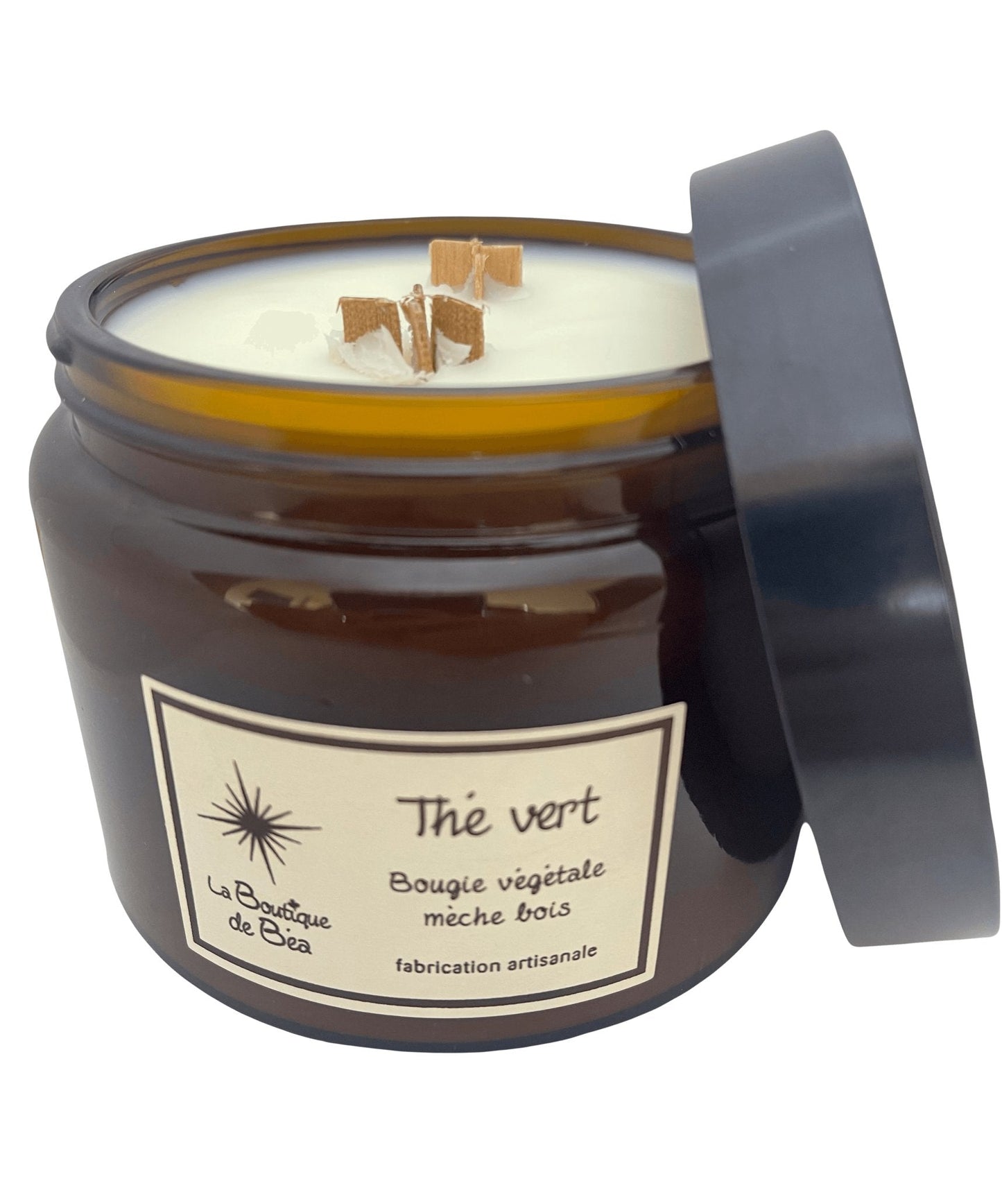 Bougie Artisanale Thé - Vert 2 Mèches Bois "La Boutique de Béa" - La boutique de Béa
