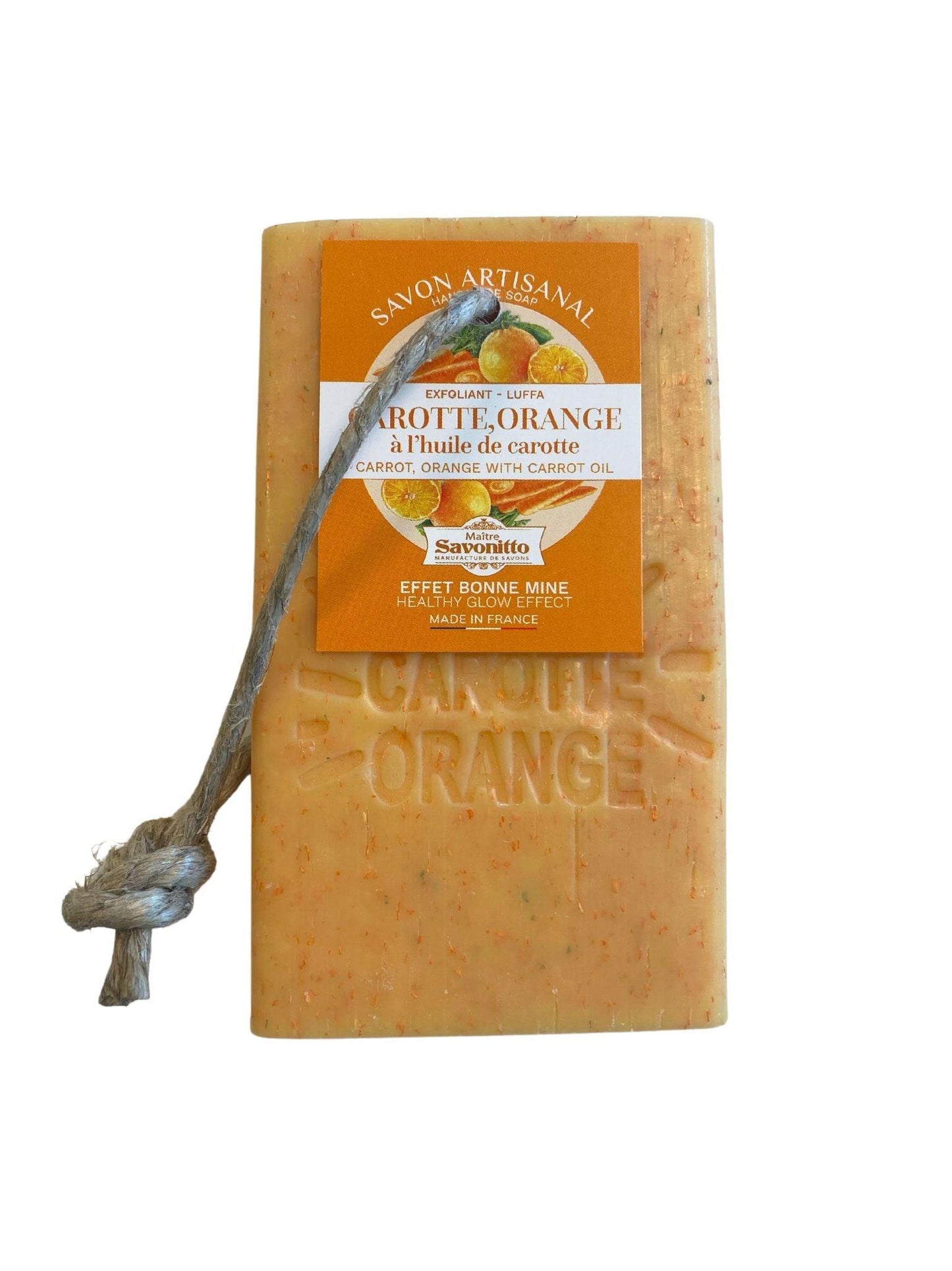 Savon TRANCHE CORDE 120g CAROTTE, ORANGE Exfoliant - La boutique de Béa