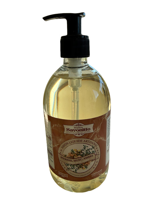 Savon liquide Artisanal Myrre, Musc, Ambre 500ml