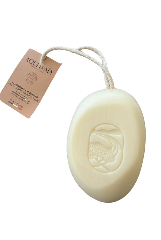 Savon galet sur corde Santal aromatique 200g