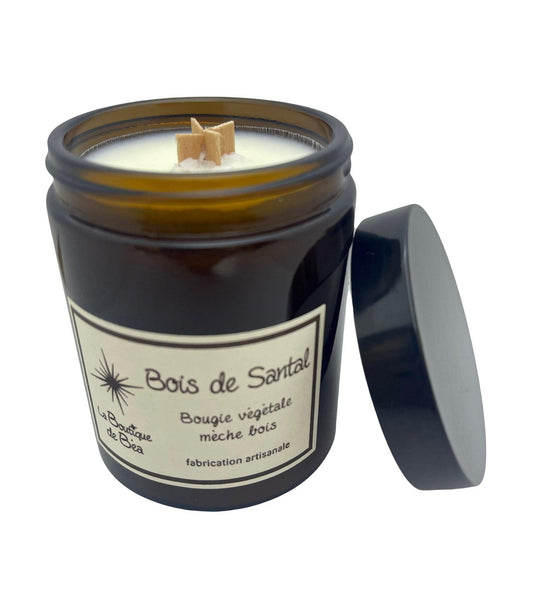 Bougie Artisanale Bois de Santal Mèche Bois "La Boutique de Béa" - La boutique de Béa
