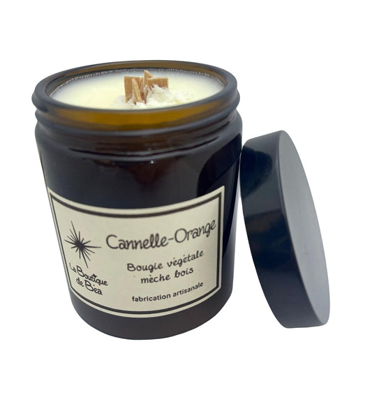 Bougie Artisanale Cannelle Orange Mèche Bois "La Boutique de Béa" - La boutique de Béa