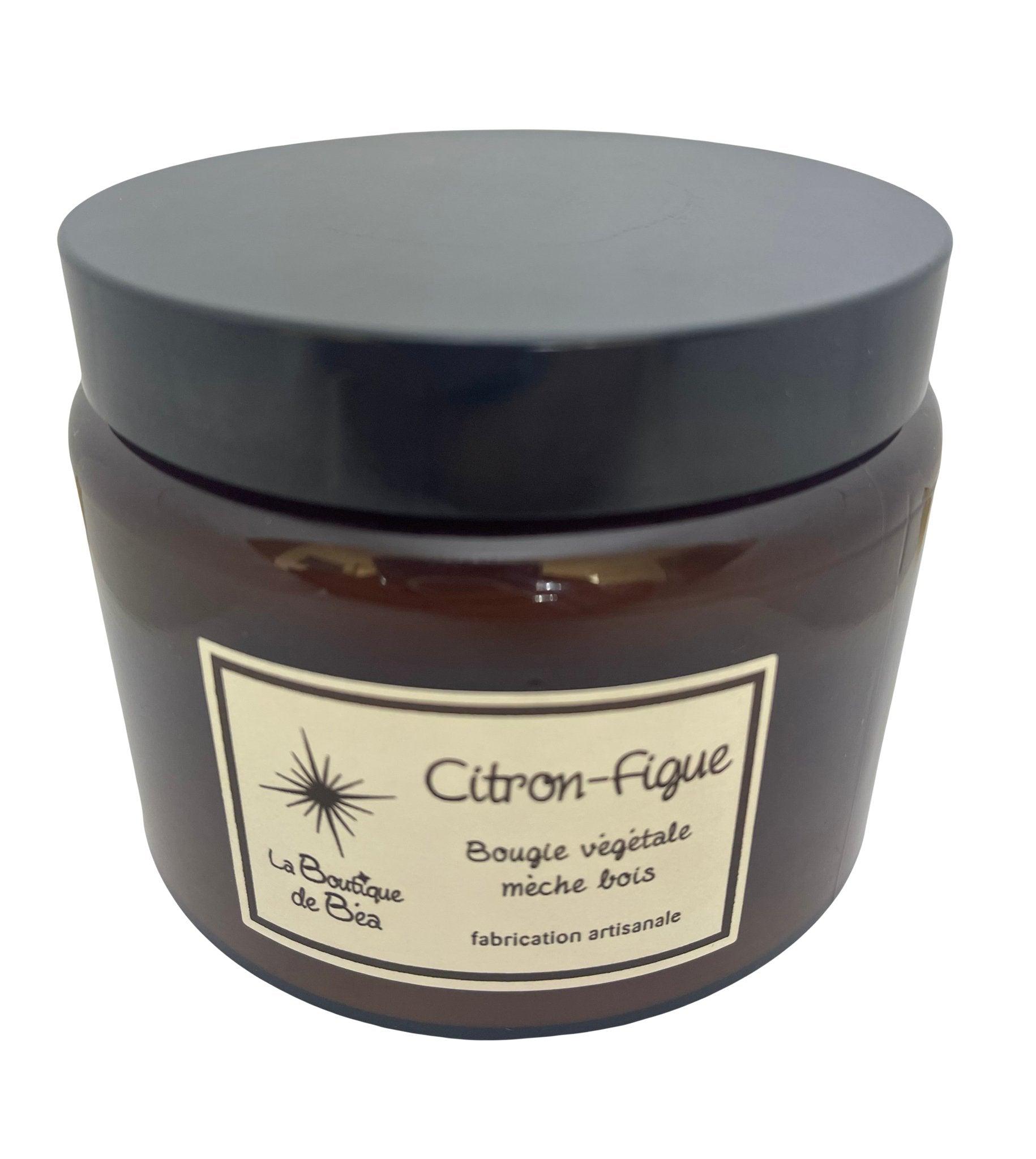 Bougie Artisanale Citron Figue 2 Mèches Bois "La Boutique de Béa" - La boutique de Béa