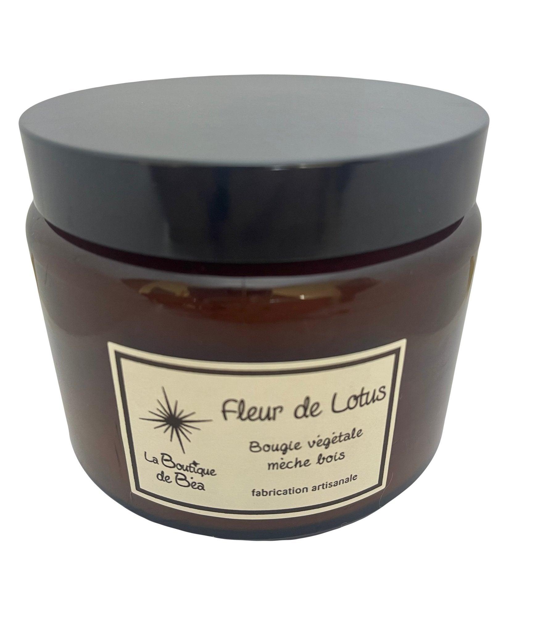 Bougie Artisanale Fleur de Lotus 2 Mèches Bois "La Boutique de Béa" - La boutique de Béa