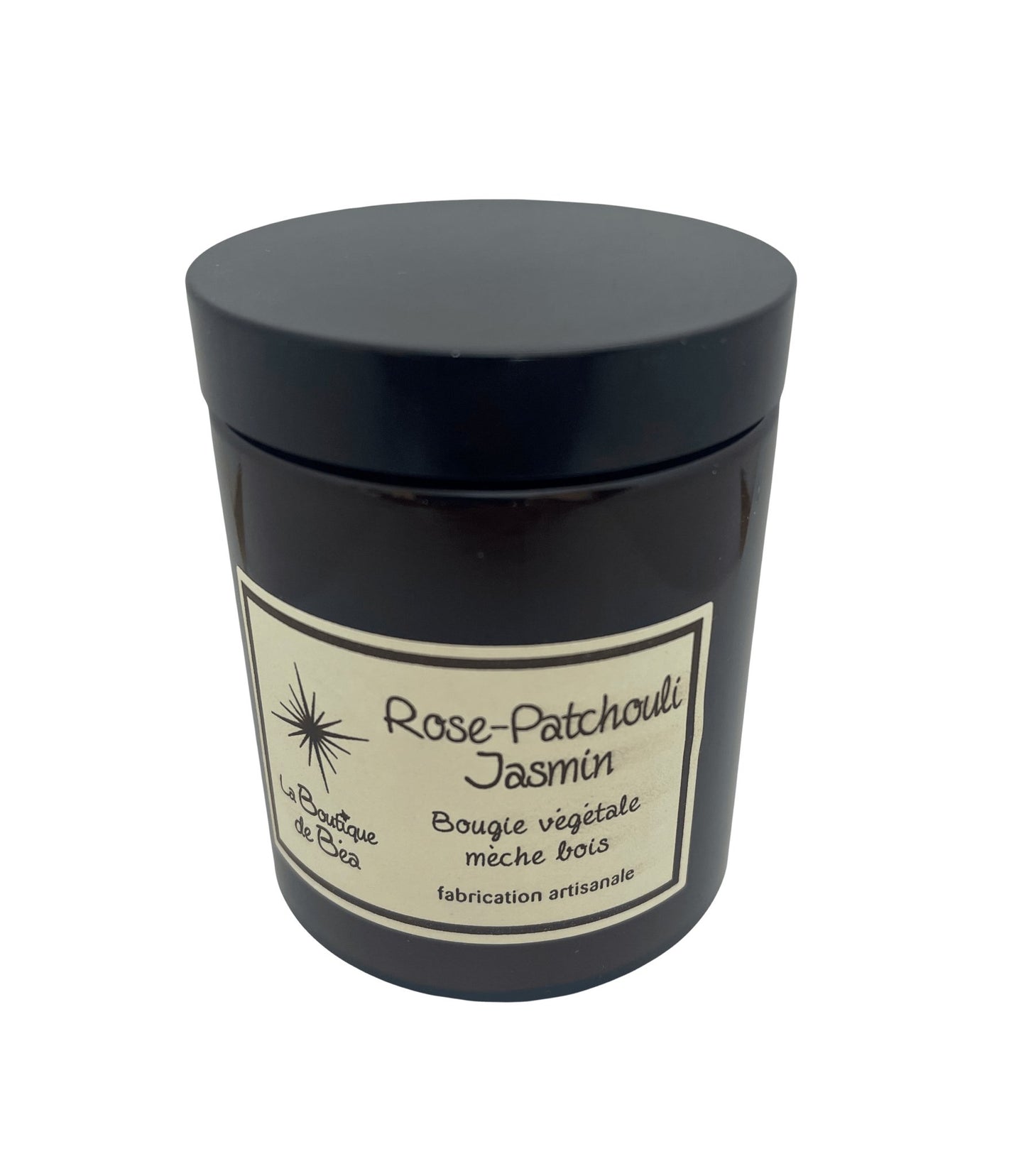Bougie Artisanale Rose Patchouli Jasmin Mèche Bois "La Boutique de Béa" - La boutique de Béa